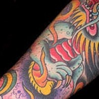 Colourful chinese dragon full sleeve tattoo
