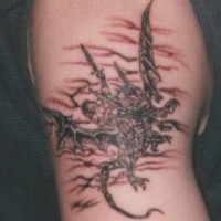 Dragon rider in sky tattoo