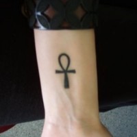 Egyptian ankh tattoo on wrist