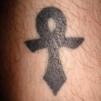 Egyptian ankh symbol simple black ink  tattoo