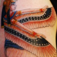 Egyptian isis deity coloured tattoo