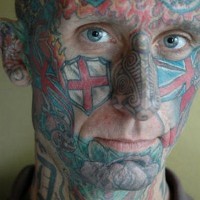 English flags full face tattoo
