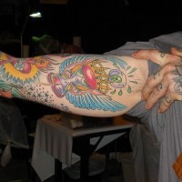 Egyptian style full sleeve tattoo