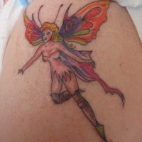 Colourful fairy flight tattoo