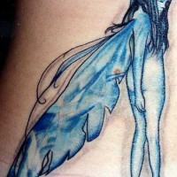 Little fairy in blue tattoo