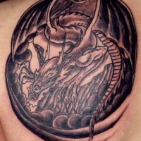 Fantastic dragon black ink  tatoo