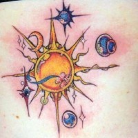 Tatuaje a color de sistema solar