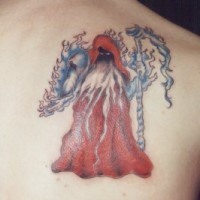 Wizard in red cape tattoo