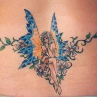 Marvelous fairy tracery tattoo in colour