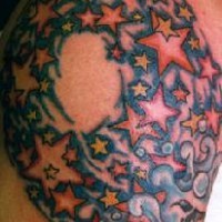 Colourful star parade tattoo