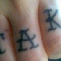 Knuckle tattoo, take, big black letters