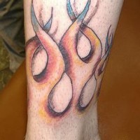 Simple flame leg tattoo