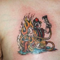 Tatuaje a color de bombero Popeye