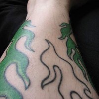 Green flames tattoo
