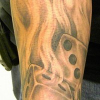 Flaming dice black ink  tattoo