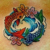 Beautiful fishes tattoo yin yang design