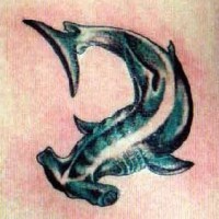 Colored fish hammer tattoo design
