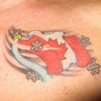 Canadian flag in winter tattoo