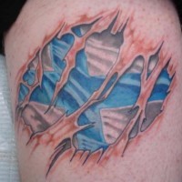 Finland flag skin rip tattoo