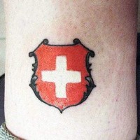 Swiss flag in shield tattoo