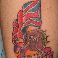 Tatuaje bandera de Inglaterra y un perro