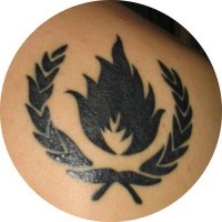Fire in crown symbol tattoo