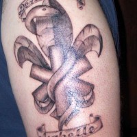 Fleur de lis and ambulance symbol tattoo
