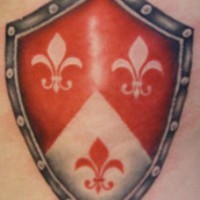 Fleur de lis on heraldic shield  tattoo