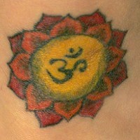 Orange and yellow hindu lotus tattoo