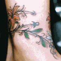 Flower pattern coloured tattoo