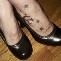 Moon and stars, night shining foot tattoo