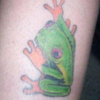 Green crawling frog tattoo