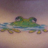 Frog in water tattoo in colour