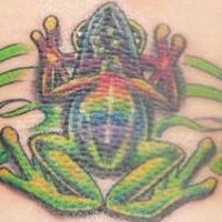 Cosmic frog tattoo in colour