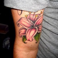 Pink orchid full arm tattoo