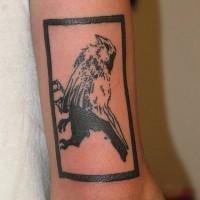 Tattoo vom schwarzen Spatz am Arm