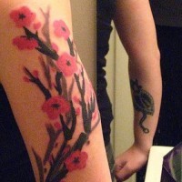 Sakura flowers full arm tattoo