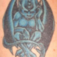 Little blue gargoyle imp tattoo