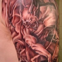 Realistic gargoyle demon tattoo