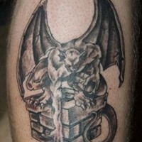Gargoyle on chimney tattoo