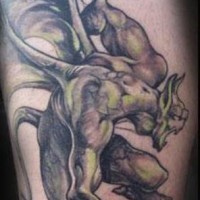 Gargoyle in flight black ink tattoo