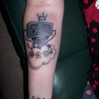 Nintendo joystick heaven tattoo on arm