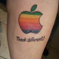 Colourful Apple logo tattoo