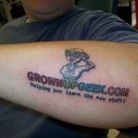 Web page advertisement tattoo on arm