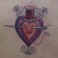 Heart and  sewing notions tattoo