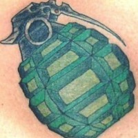 Realistic green grenade tattoo