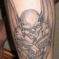 Gargoyle teenager black ink tattoo