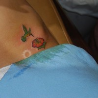 Hummingbird with hibiscus tattoo