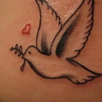 White dove symbol of heart and love tattoo