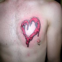 Melting heart tattoo on chest